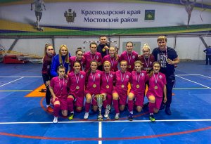 Футболистки КубГУ – трехкратные чемпионы ЮФО/СКФО по мини-футболу!