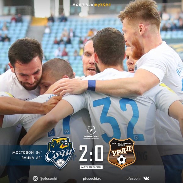 Дождались. У «Сочи» первая победа с сентября 2019 года